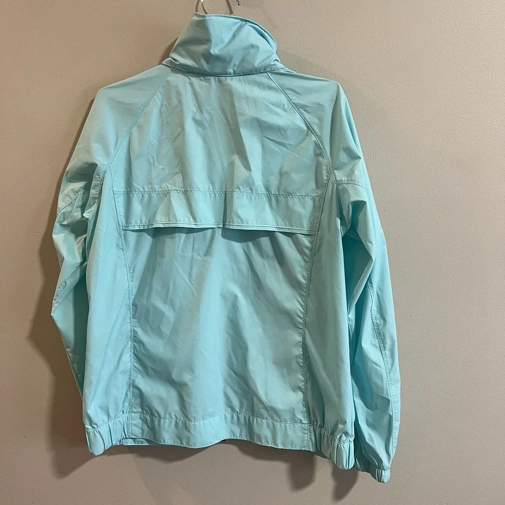 Columbia Rain Jacket Women's Waterproof Lightweight Blue Stow Hood SZ L - Picture 2 of 6